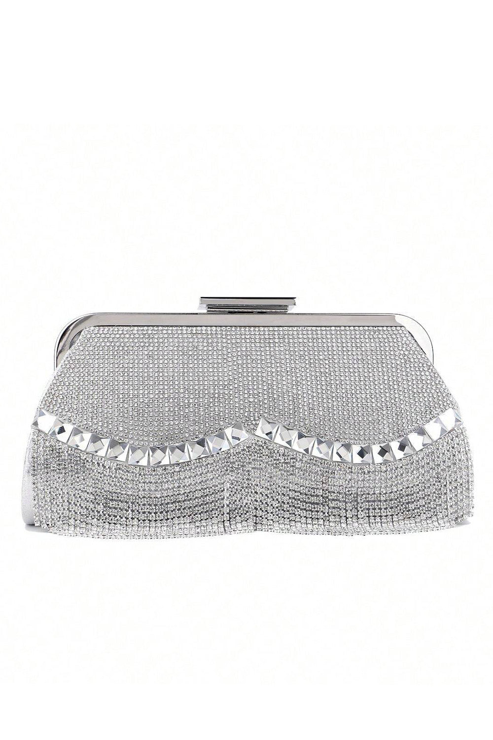 Crystal tassel handbag in silver