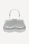 Crystal tassel handbag in silver