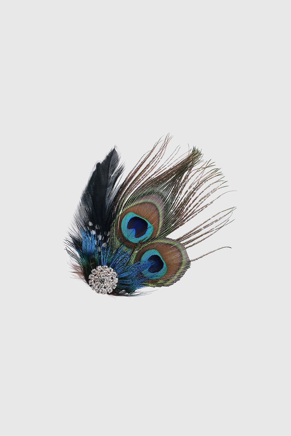 Peacock feather hair clip