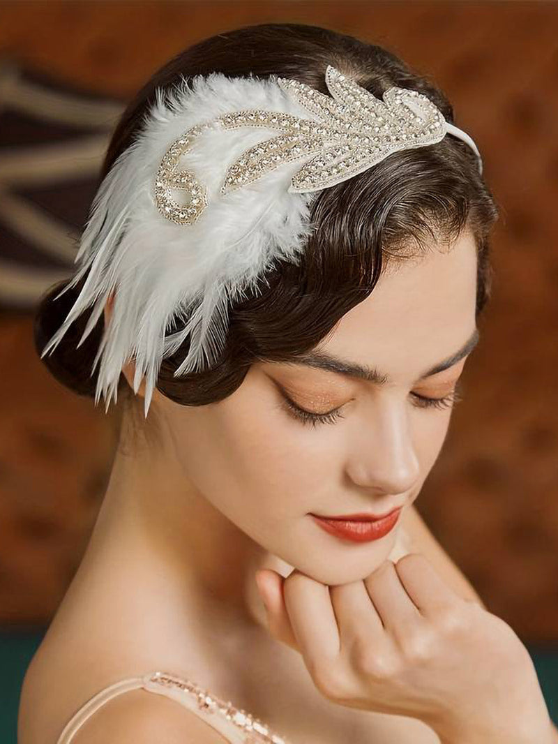 Swanlake white feather & crystal headband