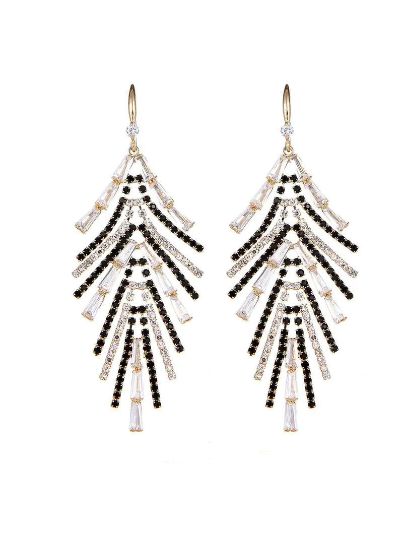 Deco crystal feather earrings