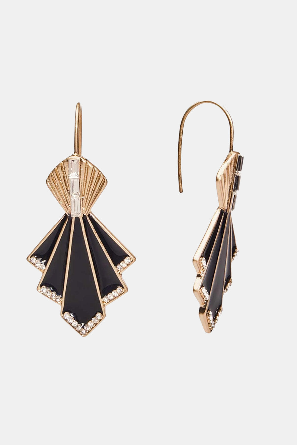 Deco fan earrings in black