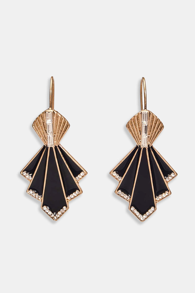 Deco fan earrings in black