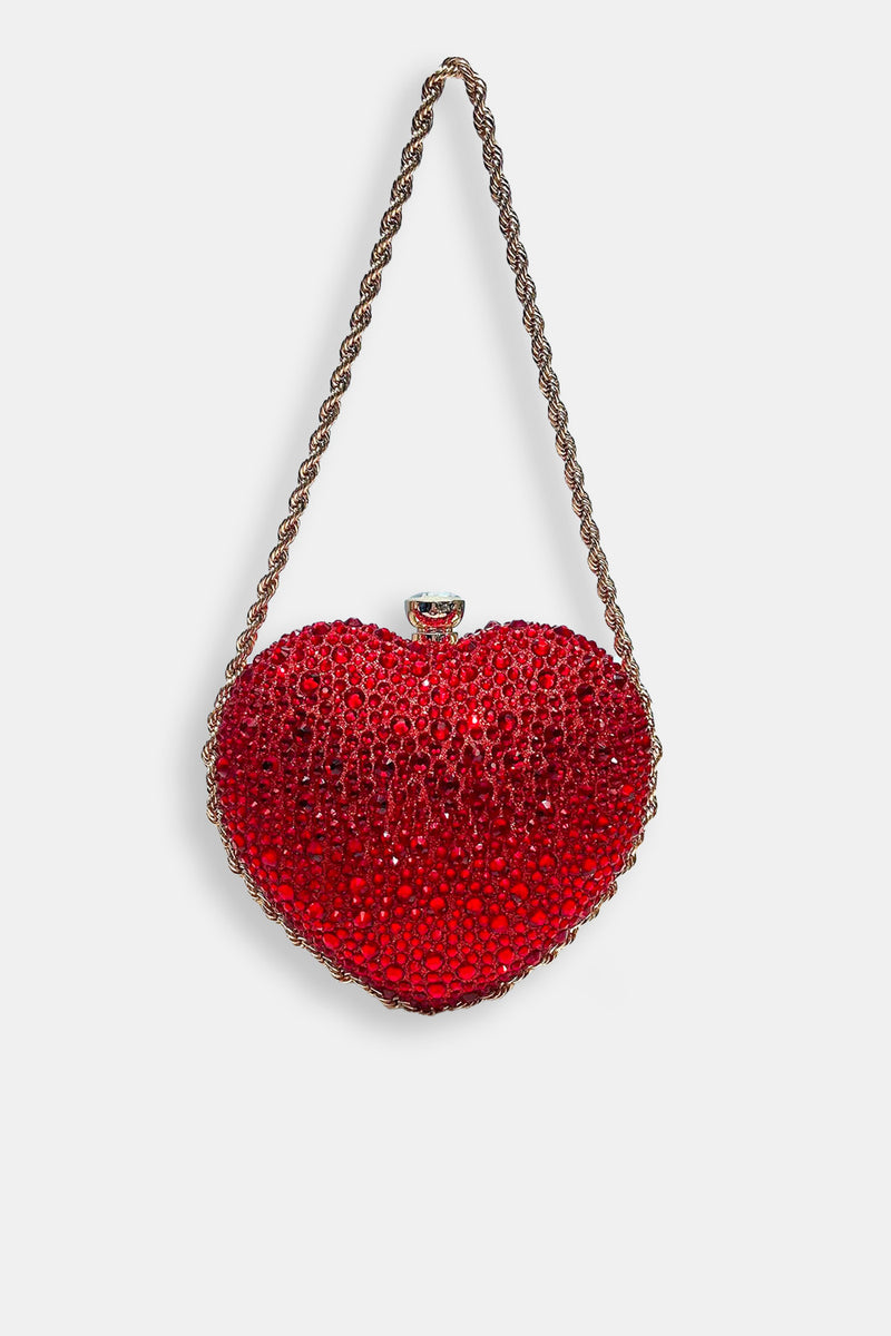 Crystal heart rope handle bag