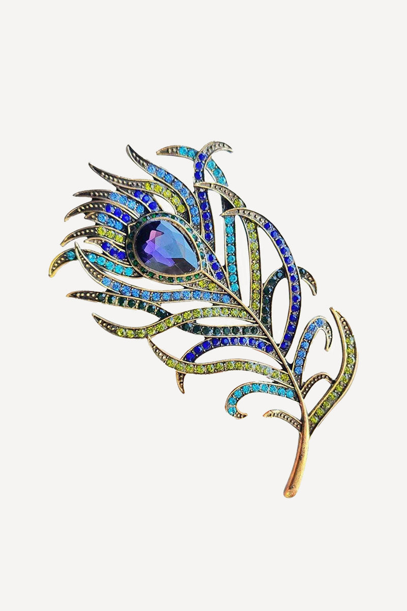 Peacock feather brooch