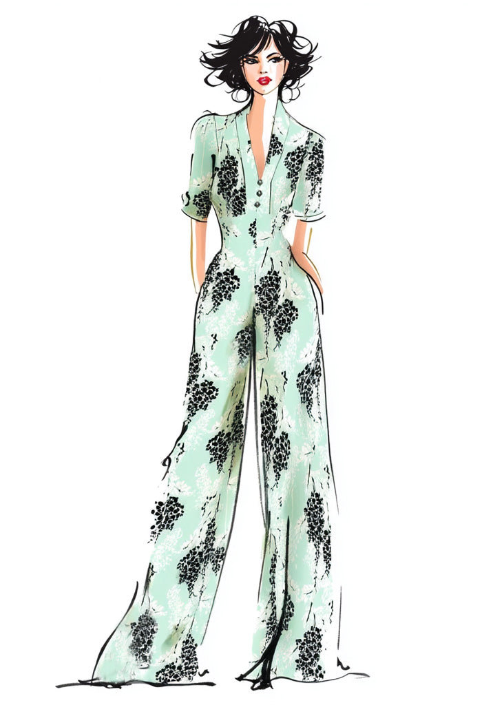 Alana jumpsuit in aqua Wisteria print