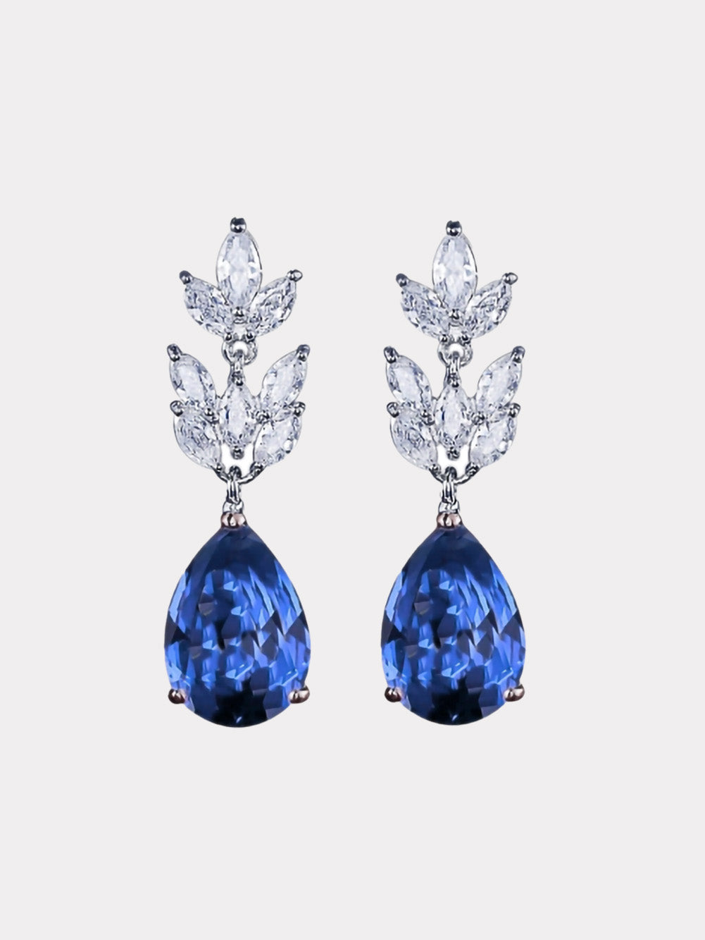 Sapphire and cz crystal drop earrings