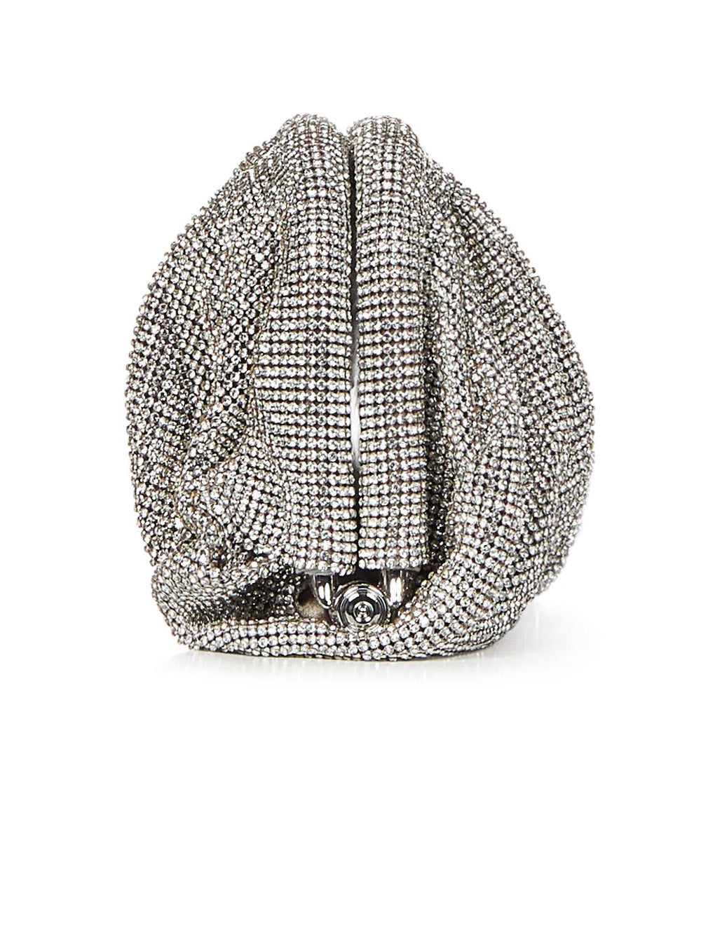 Soft pleated crystal clutch in silver