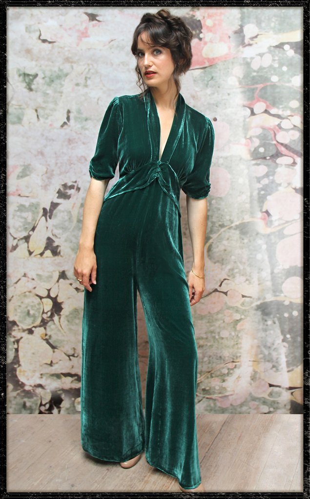 Green silk discount jumpsuit